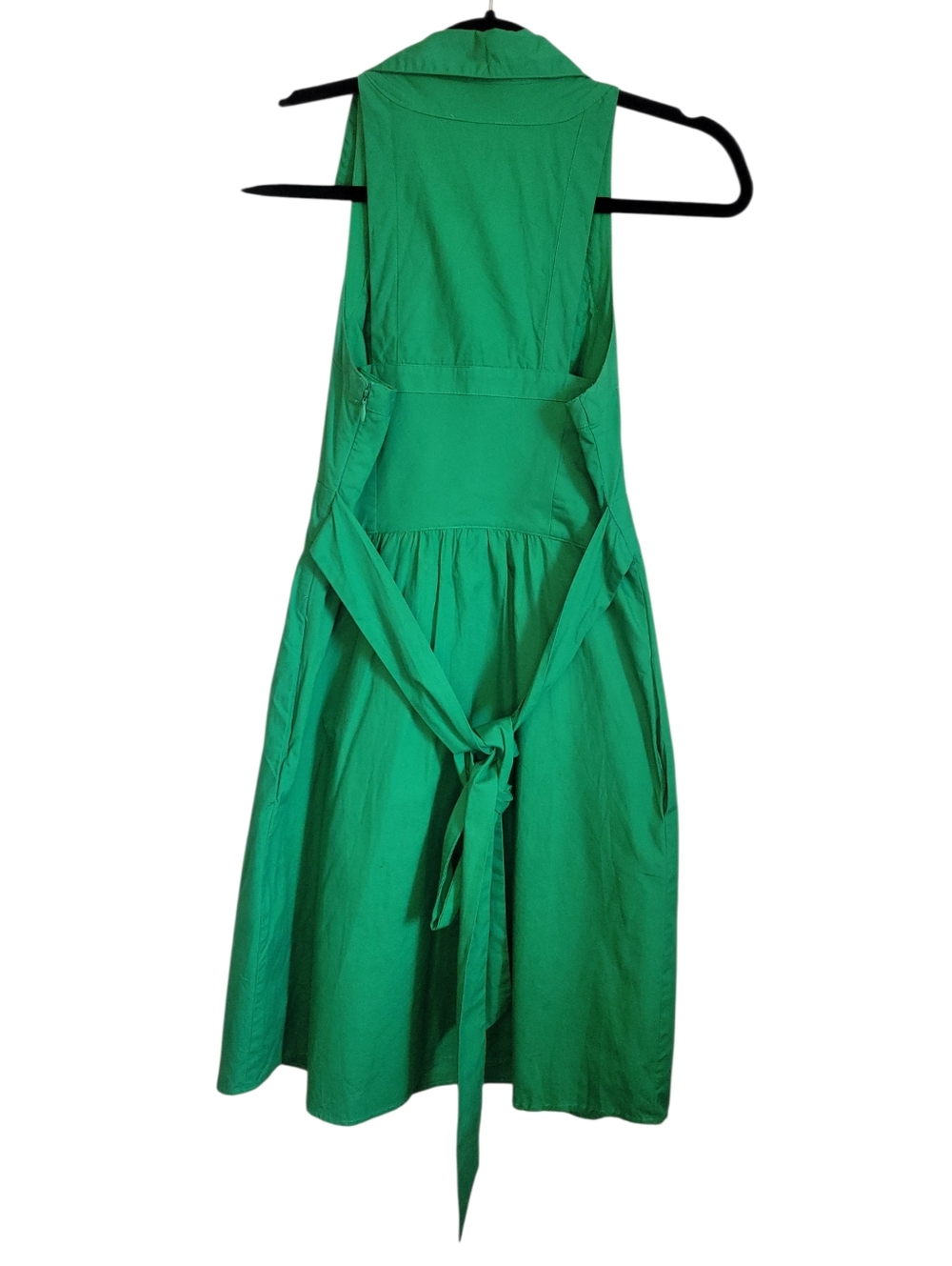 Anthropologie Maeve Green Cotton Shirt Dress Tie Waist Coastal Cottagecore Sz 4 - Picture 6 of 11